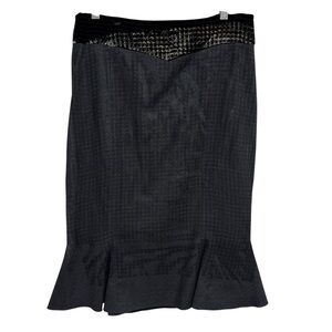 Botondi Milano Flared Hem Pencil Skirt Women Size 8 Velvet Trim Pinup Career